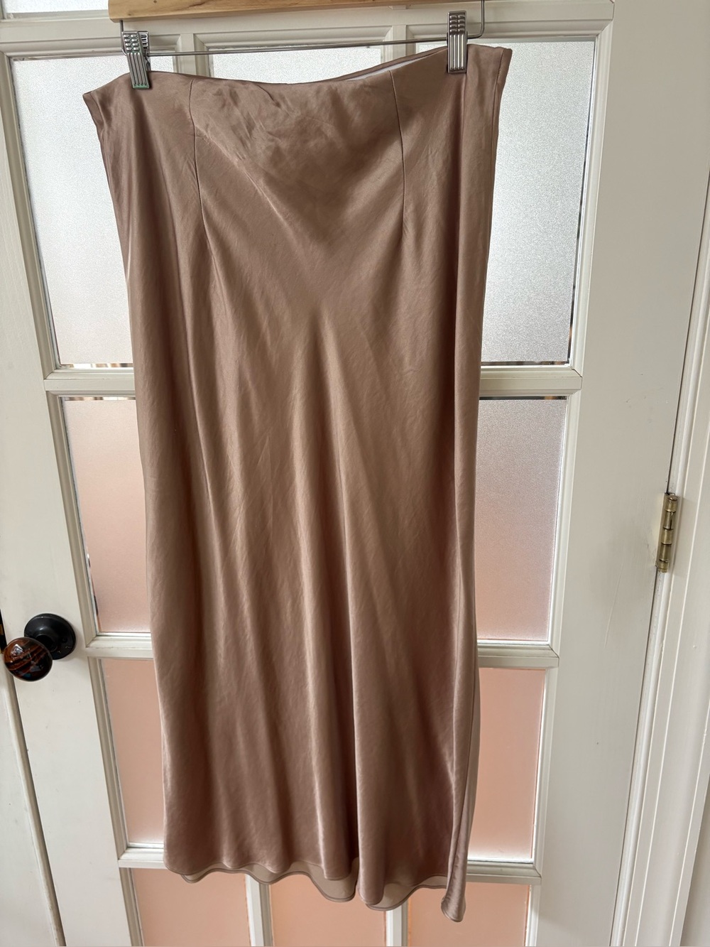 Madewell Satin Bias Midi Skirt in Taupe